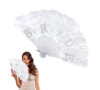 Muorruo White Feather Fan, Renaissance Rave, Handheld Feather Fan for Weddings, Party Dress Accessories and Party Decorations, Chinese Hand Fan, Hand Fan for Women