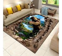 MUOUCTE 3D Dinosaur Printed Carpet Cracked Earth Optical Illusion 100x150cm