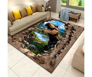 MUOUCTE 3D Dinosaur Printed Carpet Cracked Earth Optical Illusion 100x150cm