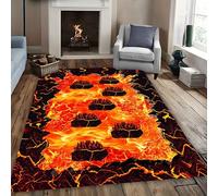 MUOUCTE 3D Flame Area Rug, 60x90cm Optical Illusion Lava Kitchen Washable Rugs, Non-Slip Indoor Area Rug for High Traffic Areas, Teenager Home Interior Room Decorative Floor Mats