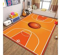MUOUCTE Basketball Court Area Rugs, 60x90cm Sports Basketball Enthusiast Kids Rug, Soft and Beautiful Boys and Girls Home Interior Decoration Non-Slip Carpet, Suitable for Bedroom Living Room Rug