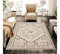 MUOUCTE Beige Aztec Area Rugs, 70x140cm, Western Rustic Decor Print Carpet, Classic Vintage Native Tribal Oriental Rug, Soft Low Pile Non Slip Backing Southwest Floor Mat for Lounge Front Door