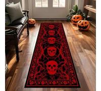 MUOUCTE Gothic Long Hallway Rug, 60x150cm, Horror Dead Branches Skull Red Flowers Print Darkness Goth Decor Carpet Runners, Low-Profile Reduce Noise Easy Care Hall Black Rugs for Bedroom Living Room