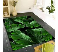 MUOUCTE Green Leaf Area Rugs, 60x110cm Tropical Plant Jungle Rugs for Indoor, Low Pile Easy Clean Bedroom Mat, Soft and Comfortable Durable Carpet for Porch Dining Room Entrance