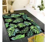 MUOUCTE Monstera Area Rug, 60x110cm Abstract Botanical leaf Rugs for Indoor, Washable Non-Slip Low Pile Carpets, for Office Apartment Kitchen Rubber Backed Durable Carpet Mat