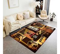 MUOUCTE Music Guitar Carpet, 100x150cm Beautiful Musical Note Acoustic Guitar Living Room Rug, Guitar Record Musical Instrument Themed Print Rug, Living Room Dining Room Dormitory Music Room Carpet