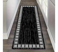 MUOUCTE Retro Runner Rug, 65x180cm Vintage Distressed Washable Office Rug, Simple and Elegant Greek Key Border Design Art Rugs, Foldable and Easy to Clean Living Room Kitchen Interior Decoration Mat
