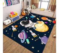 MUOUCTE Space Astronaut Children Play Area Rug, 60x110cm Cute Cartoon Star Rocket Print Pattern Rug, Non-Slip Washable Interior Decoration Rug, Bedroom Kids Room Playroom Apartment Floor Mat