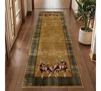 MUOUCTE Vintage Animals Runner Rug, 120x300cm, Retro Wild Animal Sika Deer Traditional Tribal Western Distressed Carpet, Breathable Non Slip Washable Rustic Rugs for Living Room Bedroom