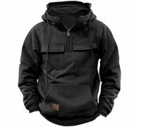 MUOUEAOU Men's Hooded Solid Color Sweatshirt Youth Sports Kangaroo Pocket Hoodie Jacket (black,XL,XL)