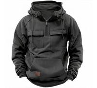 MUOUEAOU Men's Hooded Solid Color Sweatshirt Youth Sports Kangaroo Pocket Hoodie Jacket (grey,S,S)