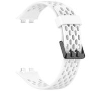 Muovrto Silicone Strap for Huawei Band 11/11 NFC /11 Pro /11 Pro NFC, Adjustable Sport Replacement Wristband with Breathable Air Holes (White)