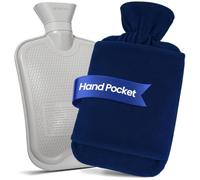 MUPAS Hot Water Bottle 2L, Fleece Cover, Hand Pocket, Leakproof, Blue | Wide Easy-Fill Opening, Washable Fleece Cover, Hot And Cold All Year Round, Ideal For Hands, Feet, Shoulders, Neck And Legs
