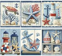 Mupmod 6 Pack Diamond Paintings Kits for Beginners,Full Round Drill Diamond Arts Kits for Adults,Lighthouse Paint by Diamond,5D DIY Diamond Painting Dot Gem Art, for Home Wall Decor 9.8x13.8 Inch