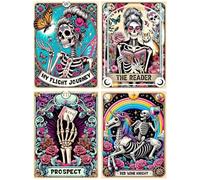 Mupmod 6 Packs DIY Skull Diamond Painting Kits for Adults, Halloween Skull Tarot Diamond Art Kits for Beginners, Full Round Dots Diamond Arts and Crafts for Home Wall Decor Gifts(12x16 inch)