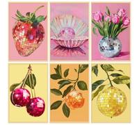 Mupmod 6P Disco Ball Paint by Numbers Kit for Adults, DIY Fruit Adult's Paint by Numbers on Canvas, Easy Acrylic Watercolor Oil Painting by Number Without Frame(8x12 in)