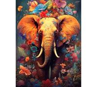 Mupmod Elephant Paint by Numbers for Adult Beginner, DIY Paint by Number Kits on Canvas Painting, Colorful Elephant Home Wall Decor, Great Gift for Adults, 12x16inch