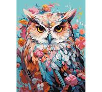 Mupmod Owl Paint by Numbers for Adults Beginner, Animals Watercolor Paint by Number Kits on Canvas Arts Craft for Home Wall Decor 12x16 Inch, Colorful Owl
