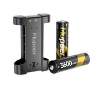 Mupoer Rechargeable Battery AA Lithium with Charger,2 Count 3600mWh Lithium Aa Battery 1.5V,Double A Batteries High Capacity,Aa LI ion Batteries for Blink Xbox,Mini Charger+2AA3600mWh
