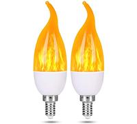 MUPOO Flame Effect Light Bulb,E14/E12 3W Flickering Light Bulbs, 3 Modes Candle Candelabra Fire Light Bulbs,for Home Garden Christmas Party Decoration (2PCS E12