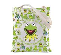 Muppet Kermit The Frog Tote Bag Rainbow Connection Reusable Grocery Tote Bag Cartoon Kermit Frog Lover Gift (Rainbow Frog Tote)