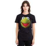 Muppets Disney The Kermit Face Ladies T-Shirt, Black, Medium