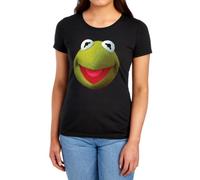 Muppets Disney The Kermit Face Womens T Shirt, Black, S