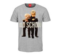 Muppets Men's T-Shirt Grandmasters Statler & Waldorf Old School Grau Meliert, 97% Baumwolle 3% Polyester, Gray, 34-42