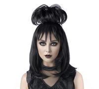 MUPUL UNIQUE HAIRSTYLE: Are you ready to stand out at the Halloween costume party? Look no further than this gothic bridal wig. With her classic black cosplay wig with