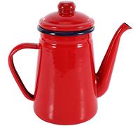muqeu 1.1L Enamel Coffee Pot Hand Tea Kettle Induction Cooker Gas Stove Universal Red