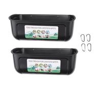 muqeu 2 Pack Chicken Goat Hanging Fence Feeder Water Trough Black for Deer Duck Dog and Piglets, Goose Waterer Trough