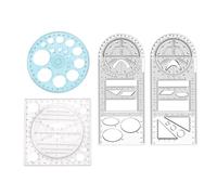 muqeu 4Pcs Multifunctional Geometric Ruler Measuring Drawing Ruler Plastic Mathematics Tools for Student School Supply