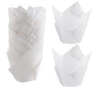 muqeu 50 Pcs Tulip Cupcake Liners,Tulip Baking Paper Cupcake & Muffin Liners Unbleached Baking Cups Cupcake White Easy Install Easy to Use