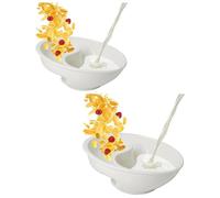 muqeu Divided Cereal Bowl, Reusable Snack and Dip Bowls for Yogurt, Milk, Berries, Fries, Ketchup White