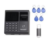 muqeu Time Attendance Machine Fingerprint Password Time Clock for Employee with Finger Scan, RFID and PIN Punching in One Easy to Use