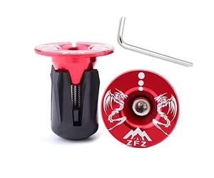 MUQZI Bicycle Handlebar Ends Plugs Caps - Aluminum Bike Handle Bar Ends Caps, Suitable for Most Bicycles Road Bike Mountain Bike BMX MTB Fixie(Red dragon)