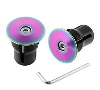 MUQZI Handlebar End Plugs - Expanding, Aluminum and Adjustable Handlebar Bike Bar Ends, Rainbow