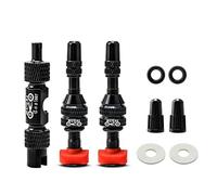 MUQZI Tubeless Presta Valve Stem Kits - No Leak Bike tubeless Valve Stems with Integrated Valve Core Remover Tool and Alloy Presta Valve Stem Caps for Bicycle, Black(40mm)