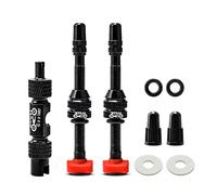 MUQZI Tubeless Presta Valve Stem Kits - No Leak Bike tubeless Valve Stems with Integrated Valve Core Remover Tool and Alloy Presta Valve Stem Caps for Bicycle, Black(60mm)