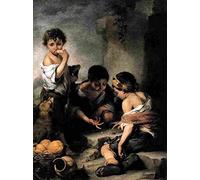 mur Three Boys Playing Dice Art Poster Print A4