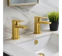 Mura Brushed Brass Basin Taps (Pair) Hot and Cold |Brushed Brass Finish | Hot and Cold | Basin Taps |
