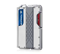 MURADIN Tactical Minimalist Wallet for Men, Slim RFID-Blocking Metal Card Holder, Front Pocket Men’s Nylon Leather Dapper Bifold Wallet with Money Clip, Saffiano White, M, Minimalist