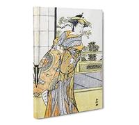 Murajiro As A Courtesan By Katsukawa Shunsho Asian Japanese Canvas Wall Art Print Ready to Hang, Framed Picture for Living Room Bedroom Home Office Décor, 24x16 Inch (60x40 cm)