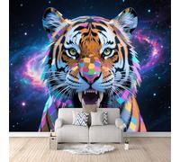 Mural 3D Modern Galaxy Tiger, Photo Wallpaper Wildlife Landscape Kids Room Decoration No Mess No Fuss Modern Home Aesthetic Breathable Surface 500X280Cm