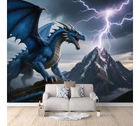 Mural 3D Modern Majestic Dragon, Wallpaper for Girls Bedroom Medieval Fantasy Animal Tv Background Wall Affordable Renovation Premium Decoration Durable & Tear-Resistant 300X210Cm
