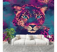 Mural 3D Panoramic Photo Wallpaper Animal Leopard Texture Pattern Art Print Wall Mural Non-Woven Murals 350x256cm Blue-Purple for Bedrooms Living Room Modern Design Poster Picture