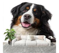 Mural 3D Panoramic Photo Wallpaper Animals Bernese Mountain Dog Pattern Art Print Wall Mural Non-Woven Murals 300x210cm White for Bedrooms Living Room Modern Design Poster Picture