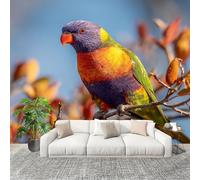 Mural 3D Panoramic Photo Wallpaper Animals Colorful Parrot Art Print Wall Mural Non-Woven Murals 350x256cm Blue for Bedrooms Living Room Modern Design Poster Picture