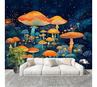Mural 3D Panoramic Photo Wallpaper Fantasy Jungle Mushrooms Art Print Wall Mural Non-Woven Murals 300x210cm Dark Blue for Bedrooms Living Room Modern Design Poster Picture