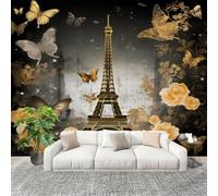 Mural 3D Panoramic Photo Wallpaper Gold Tower Butterfly Pattern Art Print Wall Mural Non-Woven Murals 400x280cm Black for Bedrooms Living Room Modern Design Poster Picture